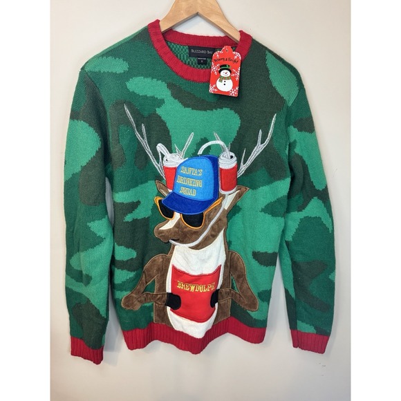 Blizzard Bay Other - Ugly Christmas Sweater Small Camo Blizzard Bay Santas Drinking Brewdolph NWT